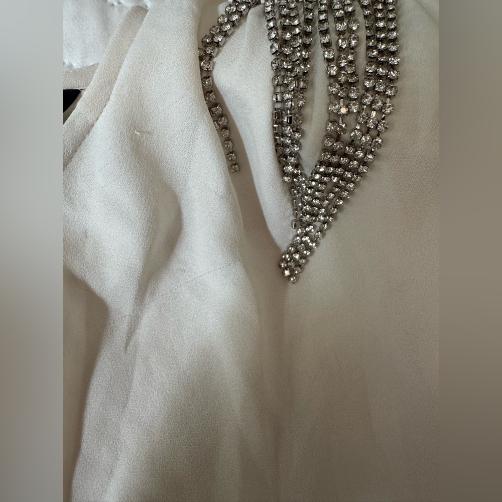 Express Cream Sleeveless Blouse with Shoulder Embellishments - Picture 6 of 6